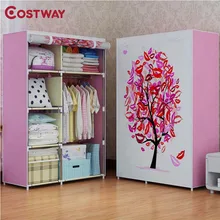 COSTWAY Bedroom Print Non woven Wardrobes Cloth Storage Saving Space Locker Closet Sundries Dustproof Storage Cabinet