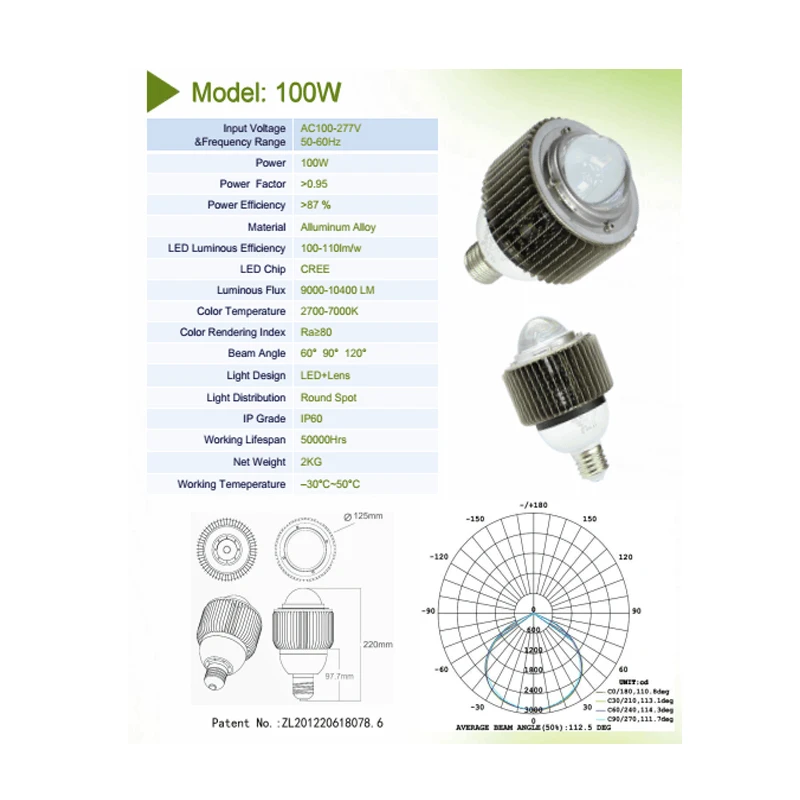 HY ac 85 265 в 100 Вт LED high bay light энергосберегающая лампа промышленный завод Бесплатная