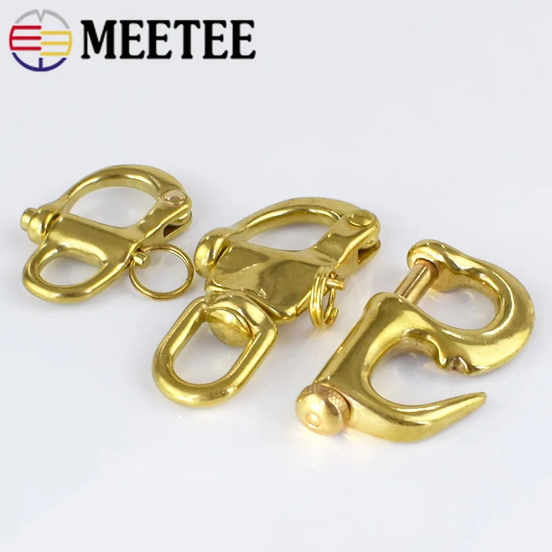 

Meetee Pure Copper Shackle Swivel-Snap Hook Key Chain Ring Release Boat Chain Buckle Durable Fixed Super Load Weight AP667