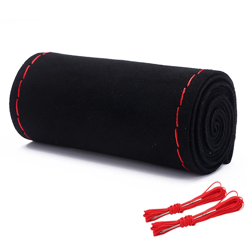 Car Steering Wheel Cover 38CM Suede DIY Braid Needles And Thread Auto Anti-slip Breathable Soft Car-Styling Interior Accessories Car Steering Wheel Cover 38CM Suede DIY Braid Needles And Thread Auto Anti-slip Breathable Soft Car-Styling Interior Accessories