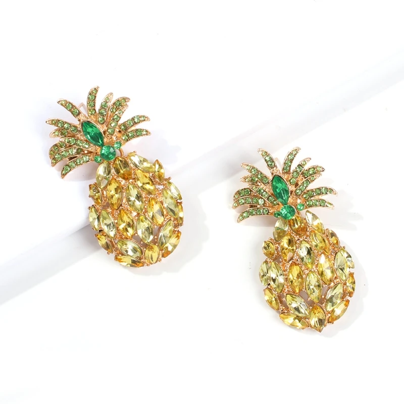 

Lalynnlys New ZA Rhinestone Gold Pineapple Drop Earrings For Women Girls Party Wedding Earrings Jewelry Bijoux Gift Hot E58481