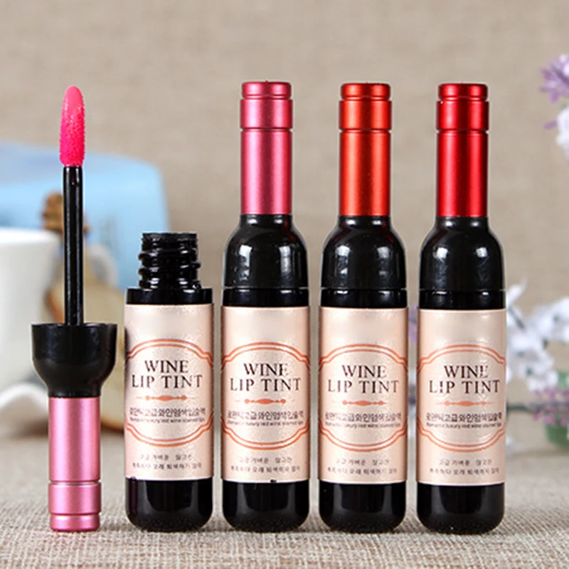 Fashion Authentic 6 color Wine Bottle Lip Gloss Lasting Moisture Moisturizing Lipstick Lip Stain