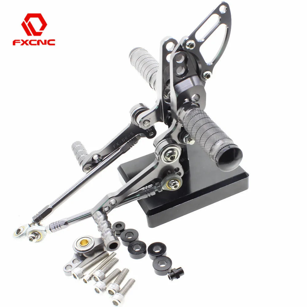 FXCNC Aluminum Adjustable Motorcycle Rearset Rear Set Foot Pegs Pedal