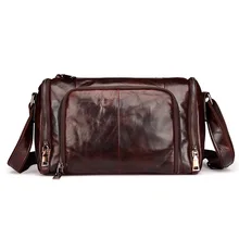 The new men’s leather shoulder bag Messenger bag retro oil wax leather man bag business casual cylindrical package wholesale