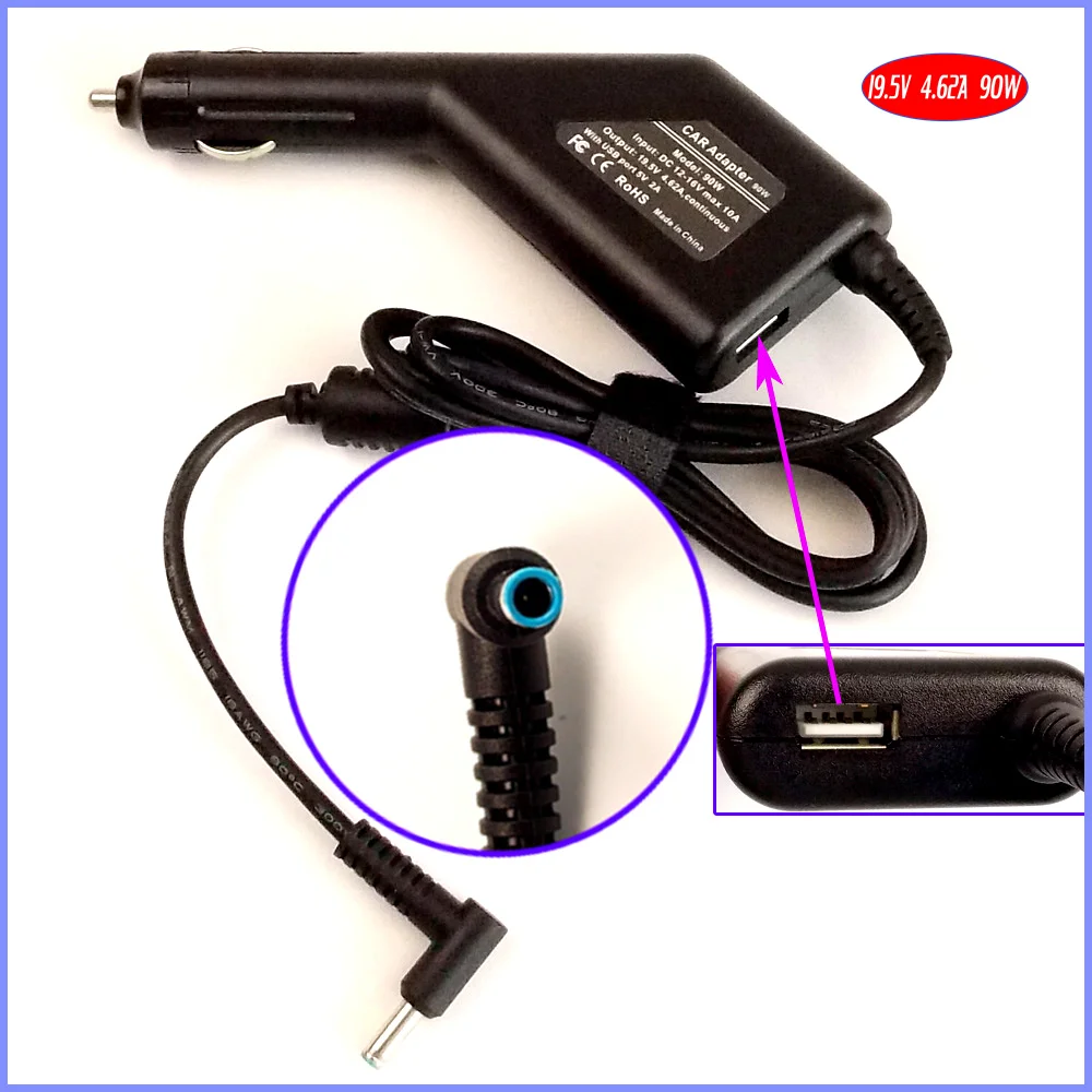 19.5V 4.62A 90W Laptop Car DC Adapter Charger + USB(5V 2A) for HP PPP012D-S PPP012A-S PPP012C-S PPP012L-E ADP-90WH | Компьютеры и офис