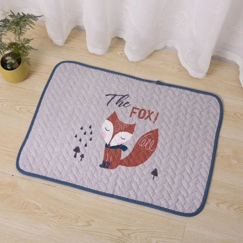 

40x60cm Cotton Bedroom Carpet Animal Fox Flamingo Mat Cartoon Carpet Kids Room Toy Storage Organizer Crawling Bedroom Rug
