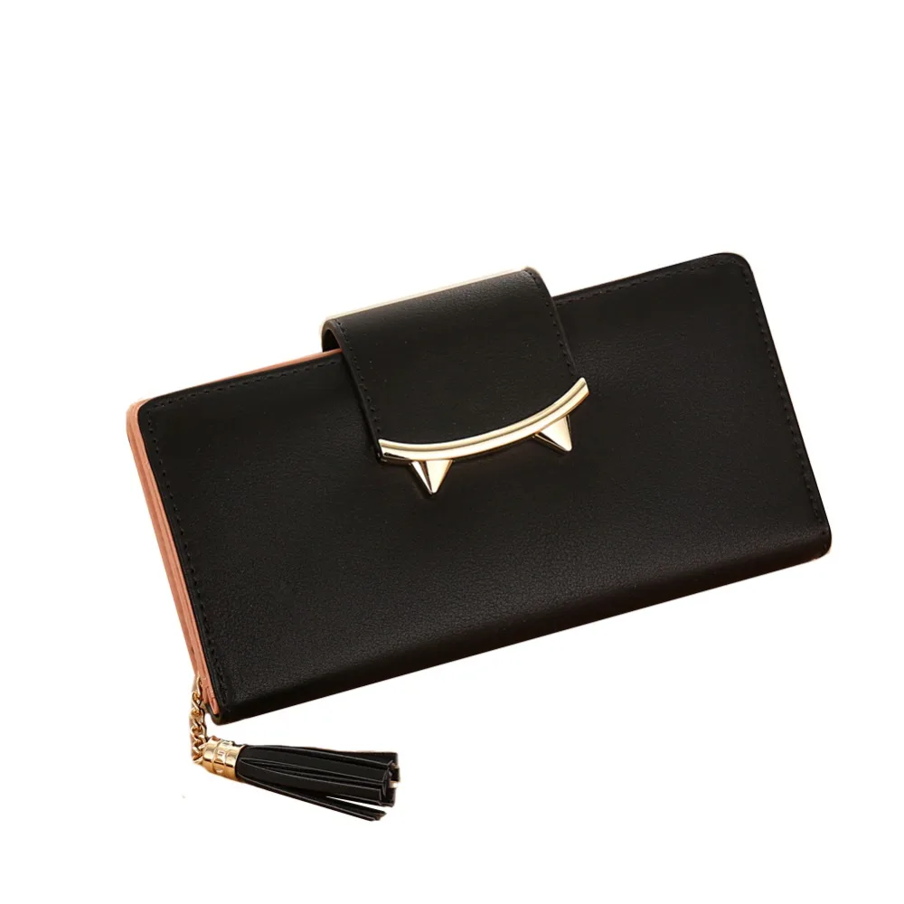 

2018 Korean Women's Purse Kawaii Cat Leather Wallets Retro Ladies Zipper Tassel Wallet Long Clutch Card Holder Phone Money Bag