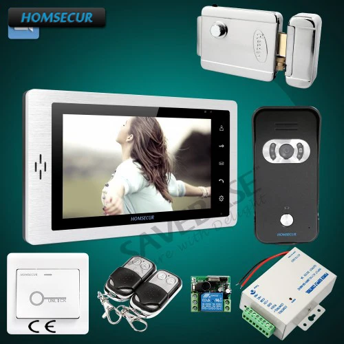 

HOMSECUR 7" Wired Video&Audio Home Intercom with Electric Lock+Keys Included+Door Answering, Monitoring and Unlocking