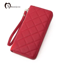 MORESHINE Large Capacity Lady Party Fashion Long Purse Leather Women Wallets Female Clutch Wrist Bag quilted Card Holder Purse
