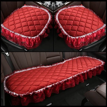 

Car lace winter Plush Lovely Female lace skid-proof girl pink simple sheet multiple color cushion 3 pieces/set