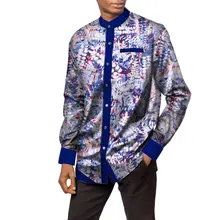Африканский ClothFormal хлопок Для мужчин s Африканский Dashiki печати рубашка Топы Базен Riche традиционные Slim Fit офисные формальные Для мужчин рубашка WYN458