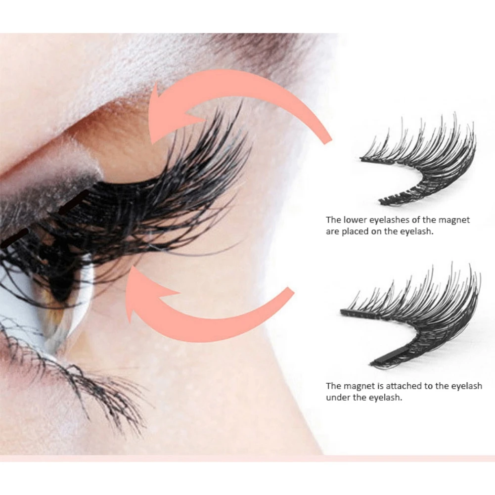 

Beauty Magnetic eyelashes with 3 magnets handmade 3D/6D magnetic natural false eyelashes magnet lashes with box 52HB-3
