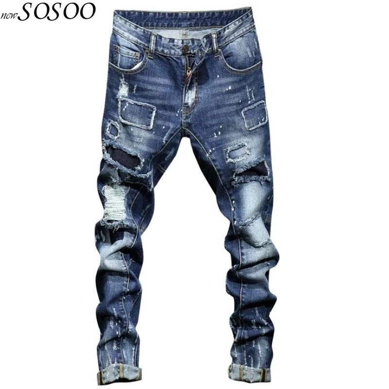 

New Best-selling American and European style 100% cotton blue denim jeans men ripped jeans for men fashion men jeans #1712