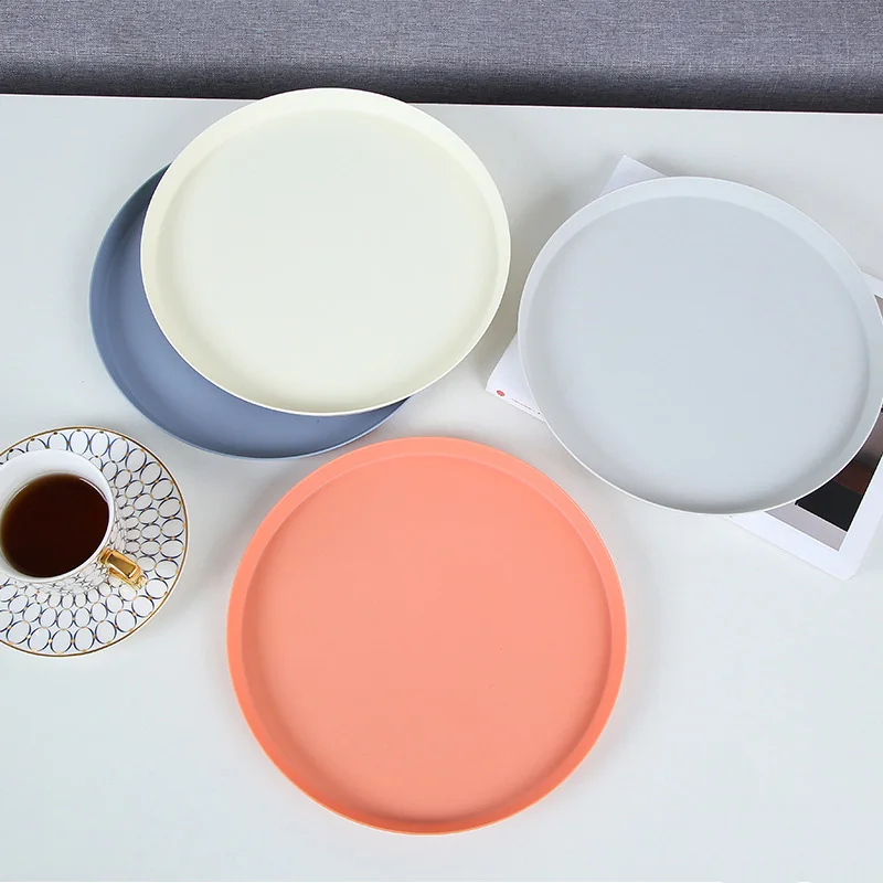 

1pcs Round 25.5/32.2CM Nordic bamboo fiber Solid Tray Tableware Coffee Cake Shop Special Dishes Plate