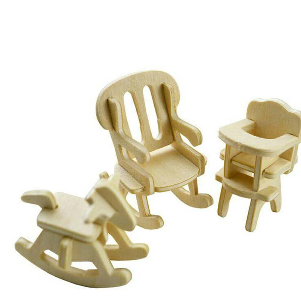 مصغرة دمية الأثاث للدمى مصغرة 3D خشبية لغز DIY بناء نموذج لعب للأطفال هدية