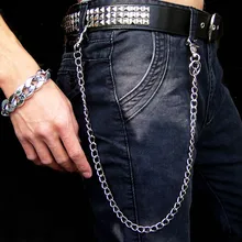 Модная цепочка в стиле панк, хип-хоп, сплав, на джинсах, трендовая Мужская металлическая цепочка на брюках, мужская или женская джинсовая одежда, аксессуары, ремень-цепочка