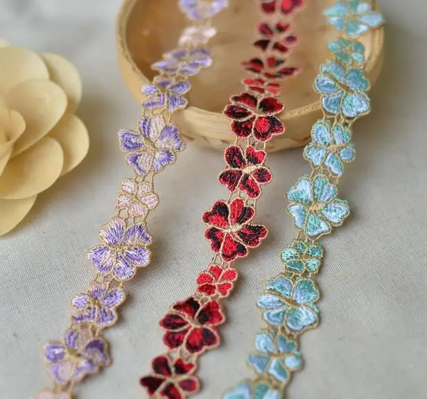 Latest design flower ribbon sewing craft lace trim polyester embroidery Latest design flower ribbon sewing craft lace trim polyester embroidery