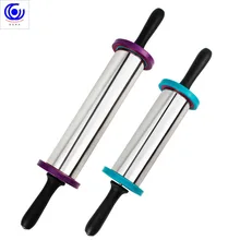 Антипригарная Регулируемая скалка для теста из нержавеющей стали с 3 съемными толстыми кольцами Инструменты Для Выпечки Пиццы