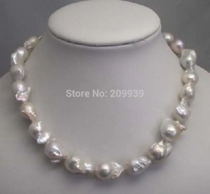 

Free shipping Hot sell >>>@@ AS907 natural HUGE AKOYA WHITE BAROQUE PEARL NECKLACE