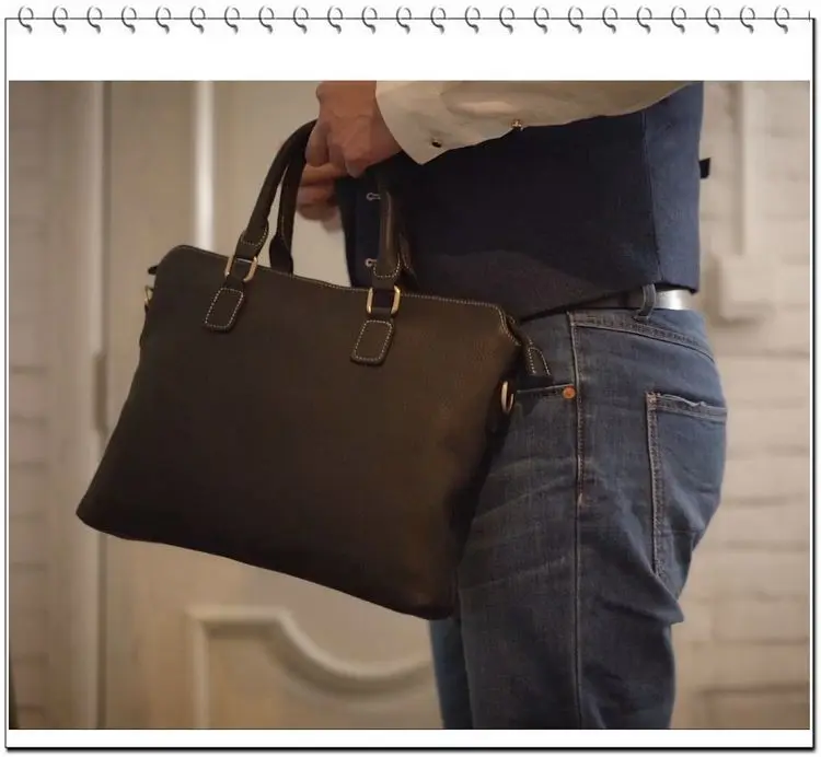 2019 Новый Простой натуральной кожи для мужчин портфель 14 дюймов Компьютерная сумка через плечо пояса из ноутбука Бизнес Портфели