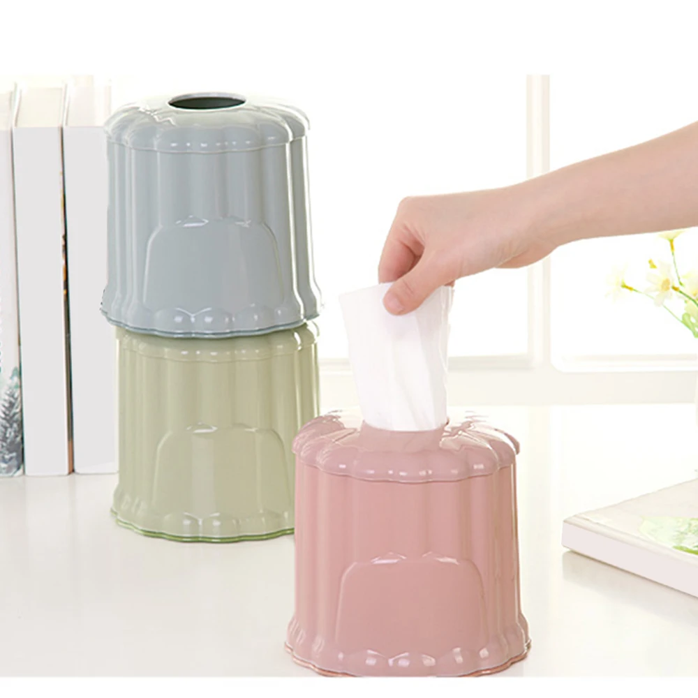 

Wipe container Car Home Roll Paper Box Holder Plastic Round Tissue Container Towel Napkin Tissue Storage for Home Office Desktop