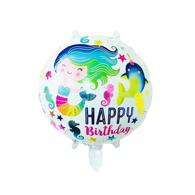 Большие воздушные шары в виде рыбы из фольги Акула воздушный шар в виде осьминога морской мир Globos День Рождения украшения детские надувные игрушки Свадебный декор - Цвет: round mermaid