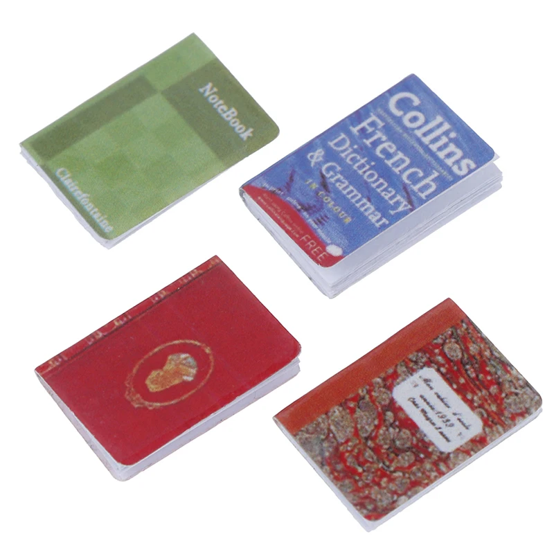 

4PCS Miniature Scene 1/12 Book Paper Notebook Birthday Gifts Model Children Kids Toys Dollhouse Accessories for Doll