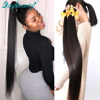 

Rosa Beauty 8- 40 Natural Color Straight Brazilian Remy Hair Weave 28 30 32 34 Inch Double Drawn Human Hair Weft 3 4 Bundles