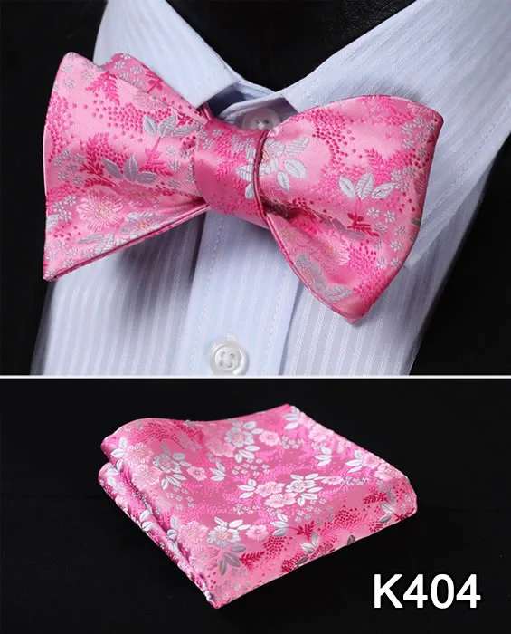  Fashion Floral Men's Bow Tie Silk Wedding Self Bowtie handkerchief Set #K4 Pocket Square Classic Pa