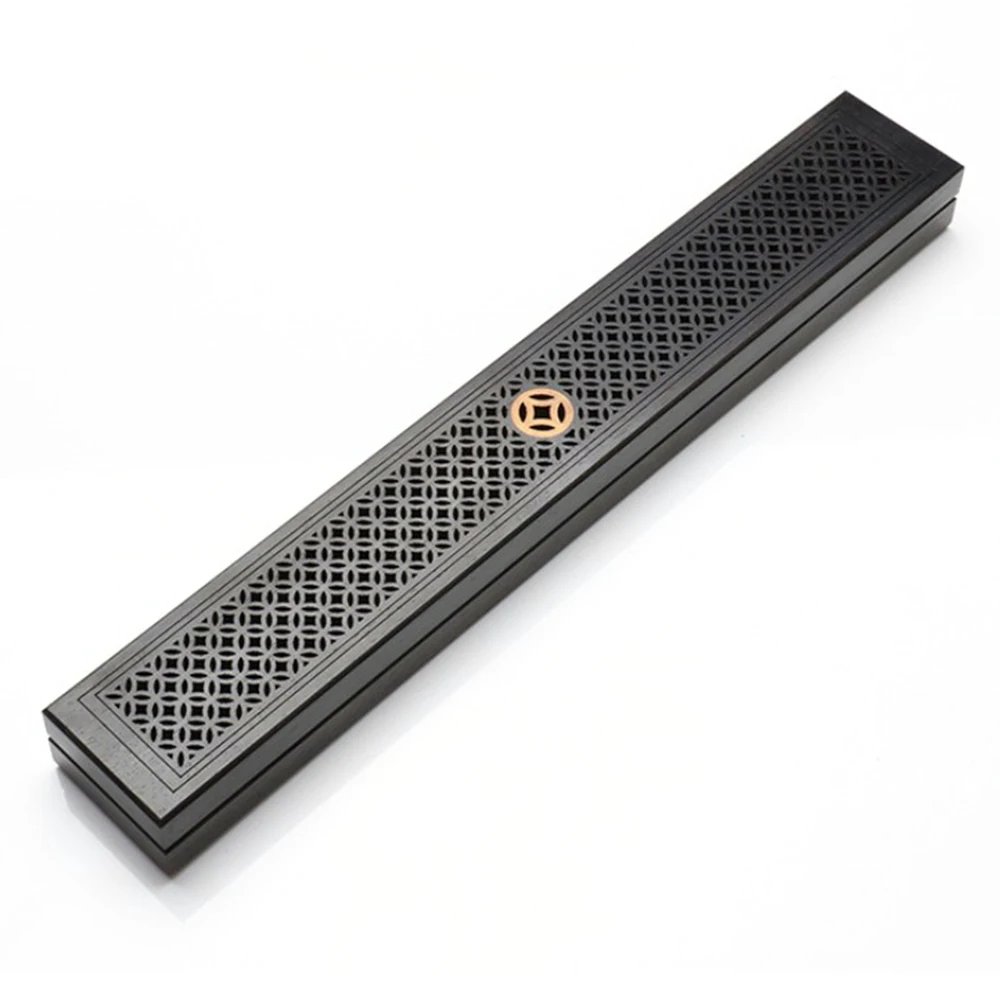 Bamboo Incense Burner Hand Carving Hollow Stick Incense Plate Holder Joss Stick Box Lying Censer For Home Decor Living Room - Color: Black 3