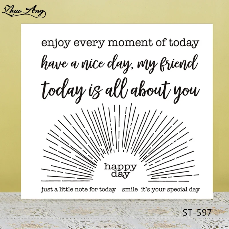 

ZhuoAng Happy today Transparent Clear Stamp/Seal for DIY Scrapbooking/Photo Album Decorative Card Making Clear Stamps