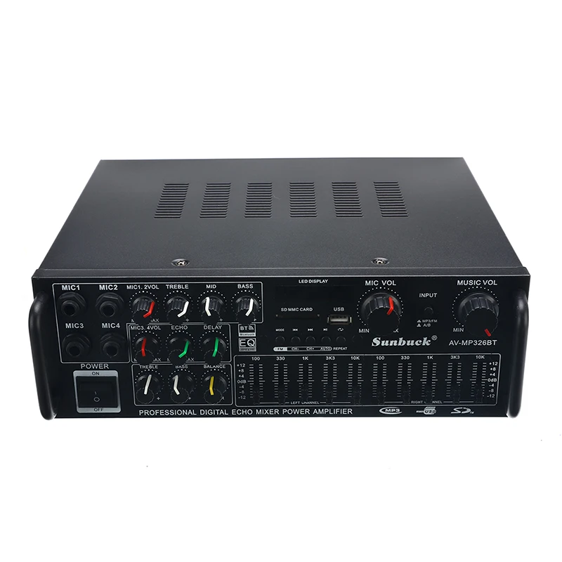 2000W 110V 2 Channel Equalizer Bluetooth Home Stereo Power Amplifier