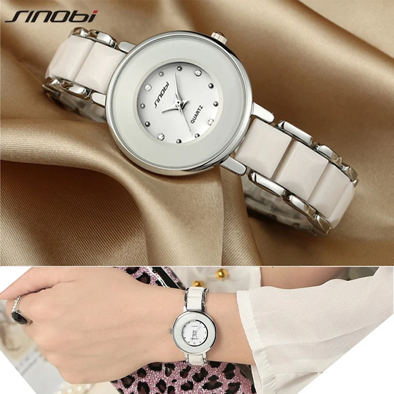 Prix pour SINOBI Montre de Marque Femmes Robe Imité Dames En Céramique De Luxe En Métal de Mode Bracelet Montres avec Bracelet En Acier Fin Prix pour SINOBI Montre de Marque Femmes Robe Imité Dames En Céramique De Luxe En Métal de Mode Bracelet Montres avec Bracelet En Acier Fin