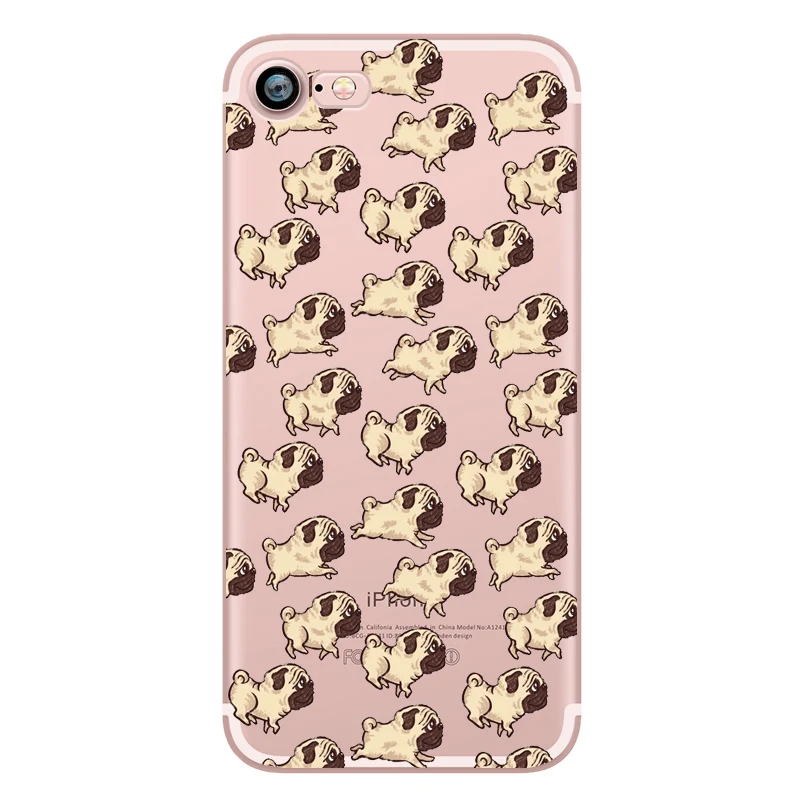 Cute Funny Pug Dog French Bulldog Puppy Silicon Transparent Soft TPU Phone Case for Apple iphone 6 5S SE 6S 7plus 5 6plus Fundas (8)