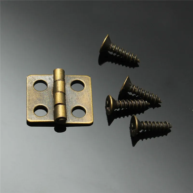 10pcs Antique Brass Vintage Jewelry Gift Wine Wood Wooden Box Hinge With Screws