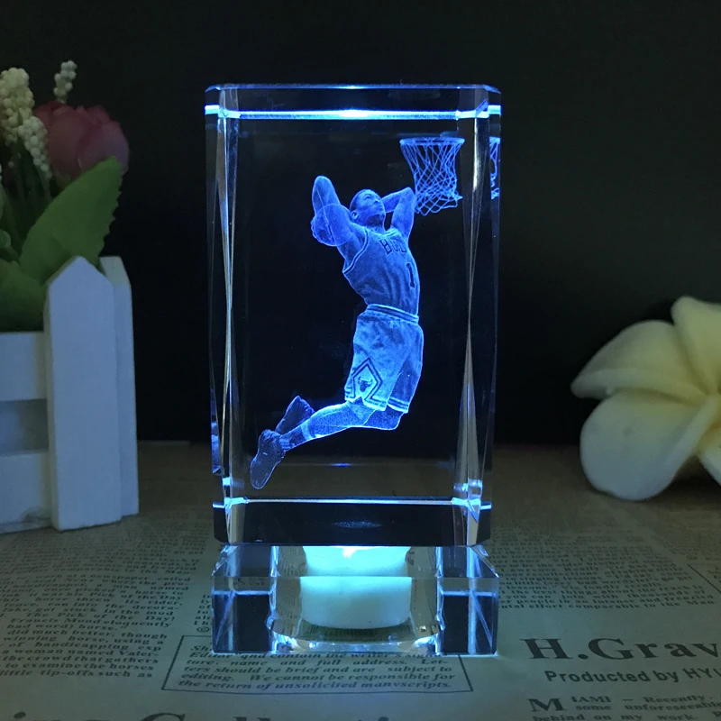 

Novel Colorful LED Night Light Crystal Crafts basketball star Derrick Rose model Birthday Christmas Gifts Luminous Originality