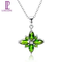 Lohaspie камень ювелирные изделия 18 к белое золото 1.16ct натуральный хром диопсид Романтический Кулон драгоценный камень ювелирные украшения для подарка на день рождения
