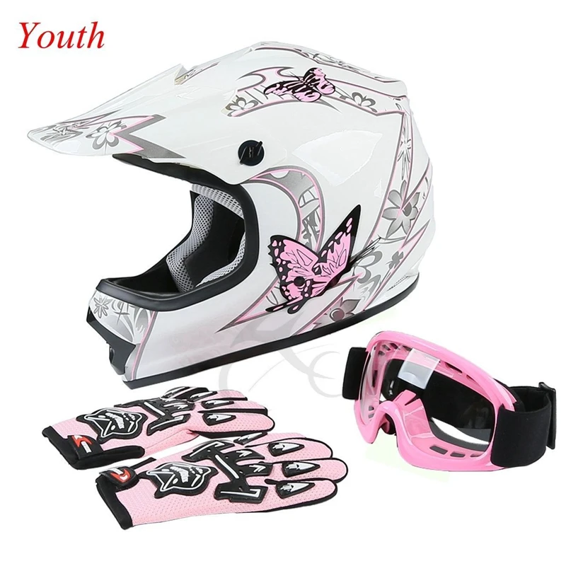 S/M/L/XL DOT Youth Kids Dirt Bike ATV Full Face шлем очки W/перчатки 6 цветов аксессуары для мотоциклов