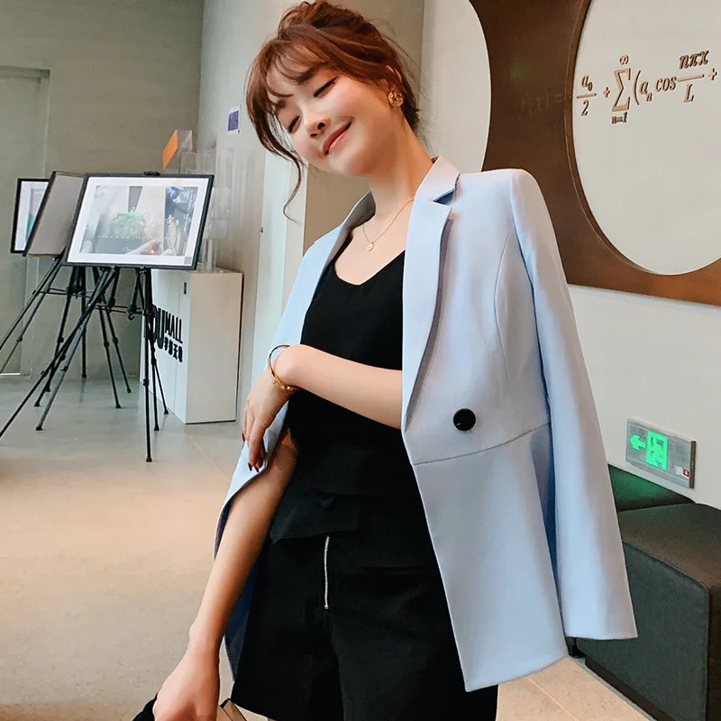 Women's jacket 2019 new autumn business Slim fashion temperament long-sleeved small suit solid color ruffled jacket