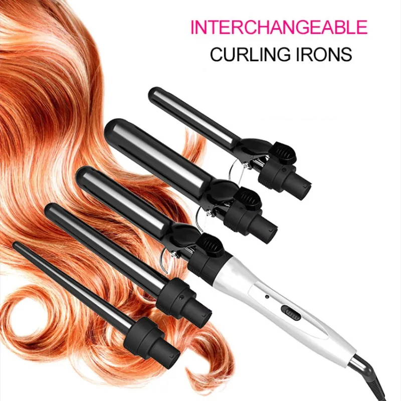 New 09 32mm Pro Series 5 in 1 changeable Curling Wand Set Hair Curling