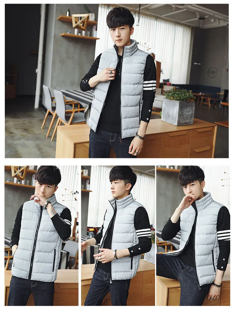 YIHUAHOO Casual Vest Men 5XL 6XL Cotton Padded Slim Sleeveless Winter Jacket Men Warm Parka Coat Male Waistcoat Men QCC-0601