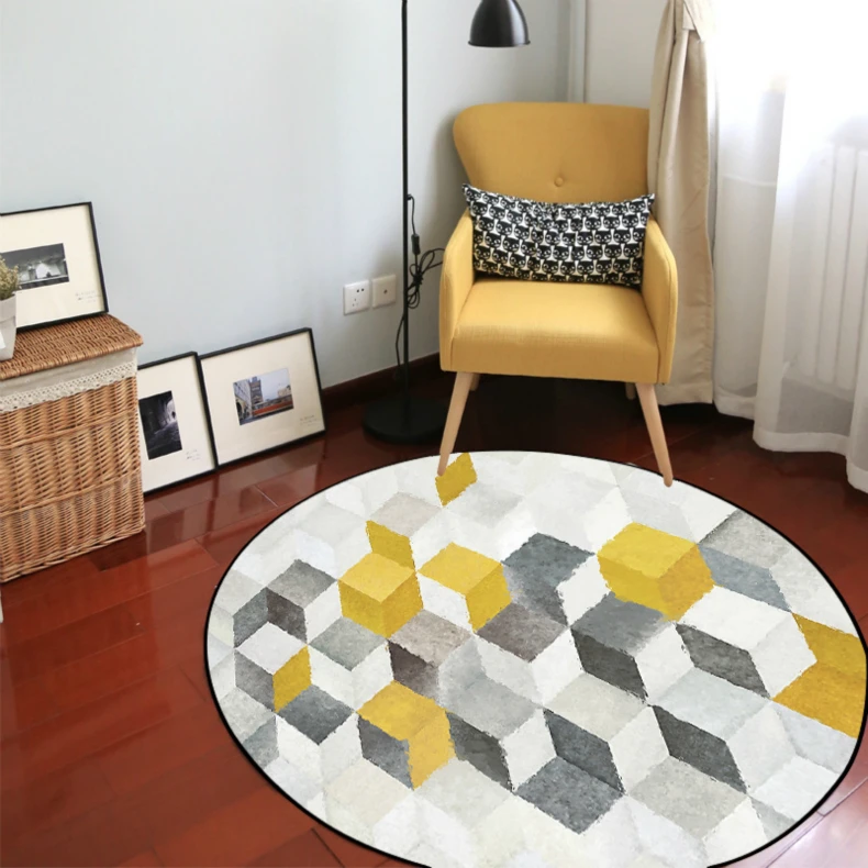 Медленное дерево геометрический круглый ковер модный простой скандинавский стиль спальня гостиная ковер на заказ подвесная корзинка на стул напольный коврик