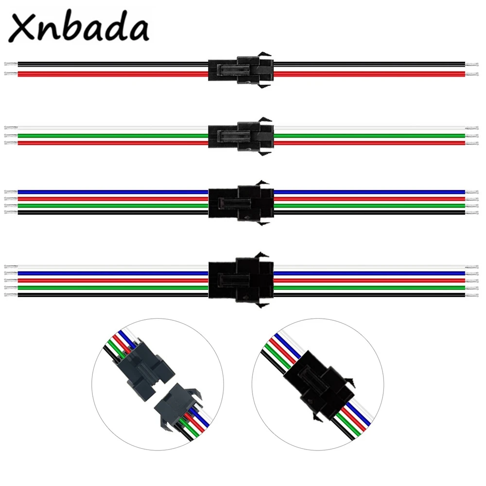 JST разъем мужской и женский 10-100 пар 2pin/3pin/4pin/5pin для 5050/3528 WS2812B/WS2811 Светодиодные полосы