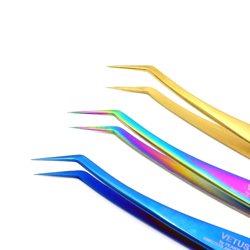 100% VETUS Original MCS Series Premium Beauty Makeup Tweezers for Volume Eyelashes Extension Top Quality Super Fine Tip Clip 2
