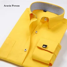 Брендовые Высококачественные Новые модные французские запонки рубашки мужские Рубашки приталенные с длинным рукавом Хлопок 4XL 10 цветов