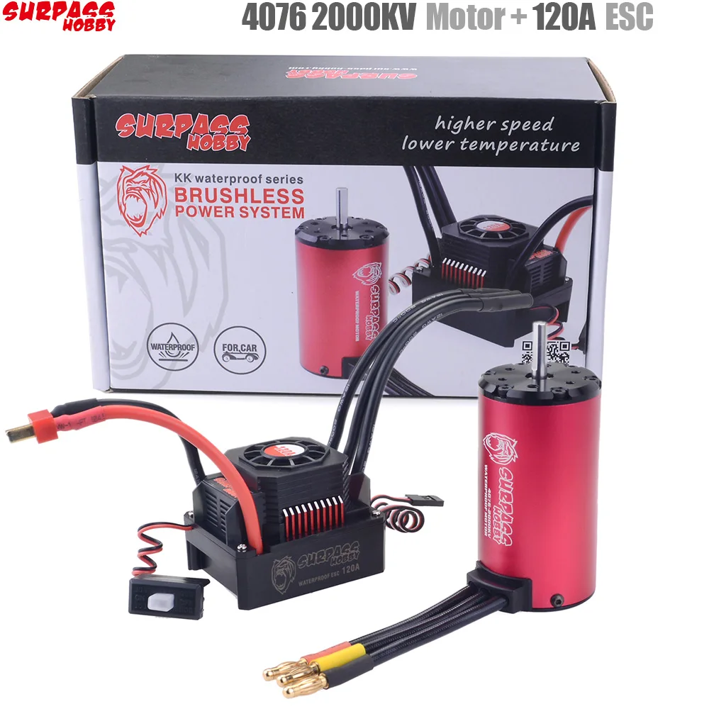 NEW SURPASS HOBBY KK Waterproof Combo 4076 2000KV 2250KV Brushless Motor w/ 120A 180A Brushless ESC for 1/8 RC Drift Racing Car