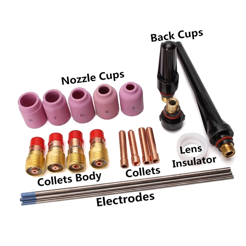 

21 Pcs Gas Lens Welding Torch Stubby Kit Tools For Tig WP-17/18/26 Series WL20 Power Tool Accessories CLH@8