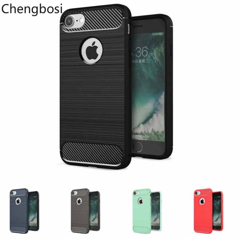 

Luxury Shockproof Phone Case for IPhone 6 6S 7 8 Plus Plus 5s SE Case New Carbon Fiber Soft TPU Drawing Back Cover for XS MAX