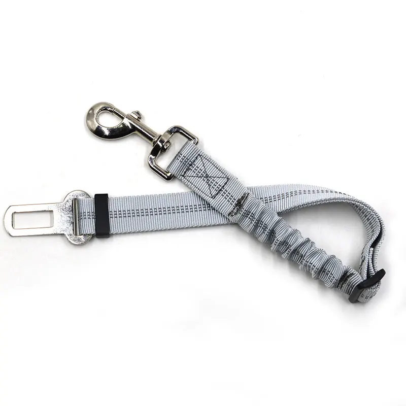 Adjustable Dog Seat Belt Reflective cat Car Seatbelt Harness Leads Elastic Rope for small pets - Цвет: Grey