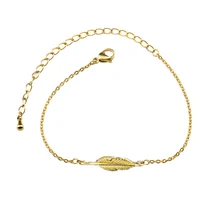 Богемный Нержавеющая сталь цепи Дружба Шарм Перо Браслеты для Для женщин розового золота Цвет Женский Браслет-манжета